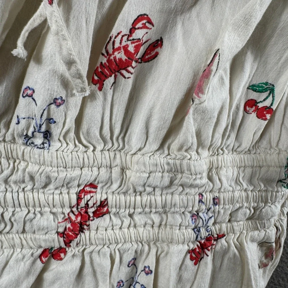 Gap Sundress Girls XXL Ivory Coastal Ditsy Shell Lobster Print Summer Beach Chic